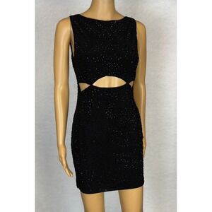 Banjul Black Sparkle Cutout Mini Dress LARGE Sleeveless Party Clubwear Sexy Glam